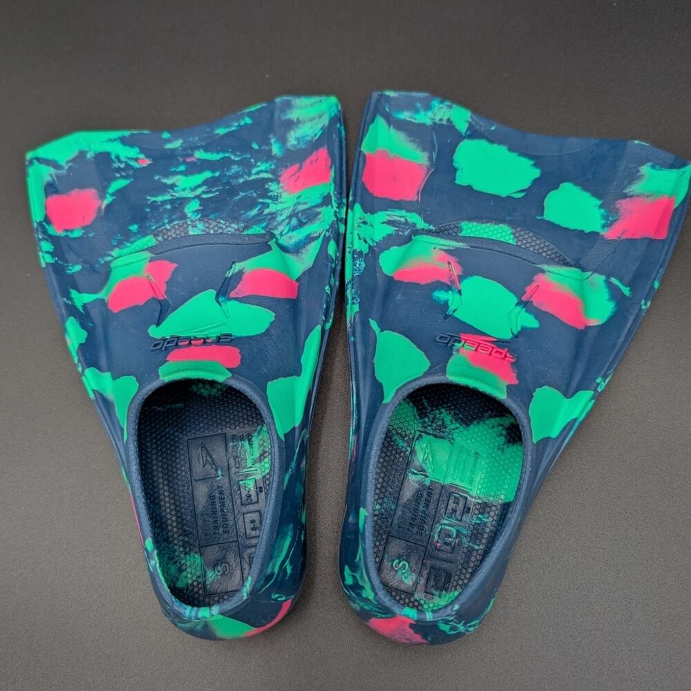 Speedo Kid Fins Youth Small 9-10 Blue Green Pink Swimming Training Practice